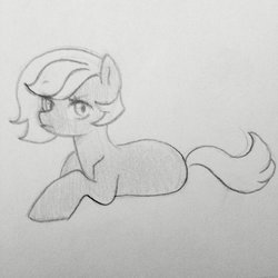 Size: 1024x1024 | Tagged: safe, artist:kianamai, oc, oc only, oc:princess nidra, earth pony, pony, kilalaverse, monochrome, next generation, offspring, parent:oc:supernova, parent:princess luna, parents:canon x oc, pencil drawing, race swap, traditional art