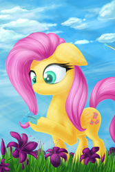 Size: 2000x3000 | Tagged: safe, artist:1nakir1, fluttershy, butterfly, g4, female, flower, high res, solo