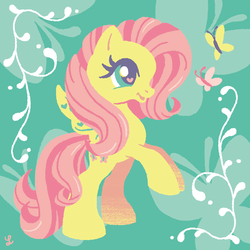 Size: 600x600 | Tagged: dead source, safe, artist:yousukou, fluttershy, pegasus, pony, g4, female, solo, style emulation
