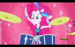 Size: 1280x800 | Tagged: safe, screencap, pinkie pie, equestria girls, g4, my little pony equestria girls: rainbow rocks, drums, female, musical instrument, ponied up, solo