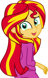 Size: 1831x3000 | Tagged: safe, artist:katequantum, sunset shimmer, equestria girls, g4, my little pony equestria girls: rainbow rocks, clothes, cute, female, looking back, pajamas, shimmerbetes, simple background, smiling, solo, transparent background, vector, when she smiles