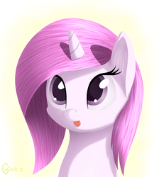 Size: 3578x4000 | Tagged: safe, alternate version, artist:galekz, princess celestia, pony, unicorn, g4, :p, cewestia, female, filly, horn, pink-mane celestia, portrait, smiling, solo, tongue out, younger