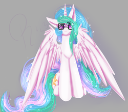 Size: 2859x2516 | Tagged: safe, artist:pixelsartshop, princess celestia, g4, female, glasses, high res, hipster, hipster glasses, looking at you, sitting, solo, spread wings