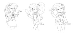 Size: 2052x960 | Tagged: safe, artist:carnifex, rarity, equestria girls, g4, monochrome, outfit