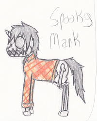 Size: 1348x1688 | Tagged: safe, artist:strange_mark, oc, oc only, oc:markov strange, skeleton, solo, spoopy, traditional art