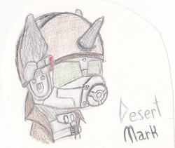 Size: 1228x1036 | Tagged: safe, artist:strange_mark, oc, oc only, oc:markov strange, armor, fallout, helmet, solo, traditional art