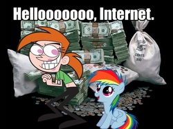 Size: 668x500 | Tagged: safe, rainbow dash, g4, crossover, filly rainbow dash, greed, image macro, meme, money, photoshop, the fairly oddparents, this will end in tears, vicky