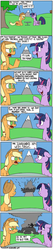 Size: 950x4468 | Tagged: safe, artist:timsplosion, applejack, lord tirek, twilight sparkle, alicorn, earth pony, pony, g4, applejack is not amused, backfire, comic, dialogue, female, mare, no pupils, sitting, twilight sparkle (alicorn), unamused