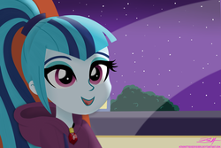 Size: 3000x2000 | Tagged: safe, artist:mikoruthehedgehog, sonata dusk, equestria girls, g4, my little pony equestria girls: rainbow rocks, female, high res, looking at you, open mouth, smiling, solo, window