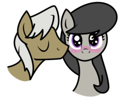 Size: 1024x778 | Tagged: safe, artist:starcrystal272, frederic horseshoepin, octavia melody, earth pony, pony, g4, blushing, female, fredtavia, kissing, male, mare, shipping, simple background, stallion, straight, transparent background, vector