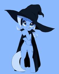 Size: 675x841 | Tagged: dead source, safe, artist:30clock, trixie, pony, g4, bipedal, cape, clothes, female, hat, solo