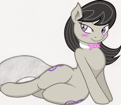 Size: 1024x884 | Tagged: dead source, safe, artist:joey darkmeat, artist:niatao, octavia melody, earth pony, pony, semi-anthro, g4, blushing, both cutie marks, female, mare, on side, solo, sultry pose, trace