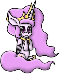 Size: 350x432 | Tagged: safe, artist:memorible, princess celestia, pony, g4, :3, female, simple background, sitting, solo