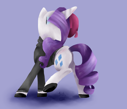 Size: 2432x2088 | Tagged: safe, artist:rustyscreech, rarity, pony, unicorn, g4, beatnik rarity, beret, clothes, disapproval, eyes closed, female, hat, high res, simple background, solo