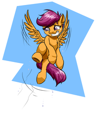 Size: 1468x1812 | Tagged: safe, artist:mykegreywolf, scootaloo, g4, 30 minute art challenge, female, flying, scootaloo can fly, solo