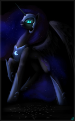 Size: 2500x4000 | Tagged: safe, artist:alicjaspring, nightmare moon, alicorn, pony, g4, female, looking at you, mare, raised hoof, solo