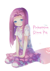 Size: 700x990 | Tagged: safe, artist:eminya, pinkie pie, human, g4, clothes, female, humanized, miniskirt, missing shoes, pinkamena diane pie, pixiv, shirt, simple background, skirt, socks, solo, striped socks, thigh highs, white background