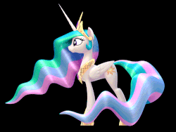 Size: 500x375 | Tagged: safe, artist:2snacks, princess celestia, alicorn, pony, g4, 3d, 3d model, animated, black background, crown, female, flowing mane, gif, jewelry, looking left, loop, mare, perfect loop, peytral, princess, profile, regalia, simple background, solo, standing, wip