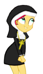 Size: 285x490 | Tagged: safe, edit, sunset shimmer, equestria girls, g4, christian sunset shimmer, clothes, cross, cute, dress, female, nun, nunset shimmer, religion, simple background, solo, transparent background