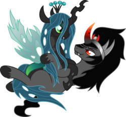 Size: 5000x4638 | Tagged: safe, artist:kamyk962, artist:rossmaniteanzu, king sombra, queen chrysalis, changeling, changeling queen, g4, absurd resolution, female, male, ship:chrysombra, shipping, simple background, straight, transparent background, unholy matrimony, vector