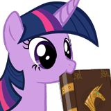 Size: 160x160 | Tagged: safe, twilight sparkle, pony, unicorn, pink fluffy unicorns dancing on rainbows, animated, bibliovore, book, chewing, chewing ponies, cute, female, mare, nom, pica, simple background, smiling, solo, that pony sure does love books, transparent background, twiabetes