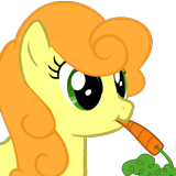 Size: 160x160 | Tagged: safe, carrot top, golden harvest, pony, pink fluffy unicorns dancing on rainbows, g4, animated, carrot, chewing, chewing ponies, cute, cutie top, female, herbivore, horses doing horse things, nom, simple background, solo, transparent background