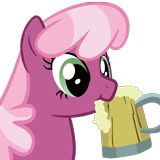 Size: 160x160 | Tagged: safe, cheerilee, pink fluffy unicorns dancing on rainbows, g4, animated, cheeribetes, chewing, chewing ponies, cider, cute, female, glass, nom, simple background, solo, transparent background