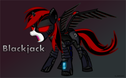 Size: 1933x1208 | Tagged: safe, artist:s_outcast, oc, oc only, oc:blackjack, alicorn, cyborg, pony, unicorn, fallout equestria, fallout equestria: project horizons, alicorn armor, alicorn oc, amputee, cybernetic legs, female, inkscape, level 4 (alicorn eclipse) (project horizons), mare, solo, vector