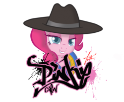 Size: 696x571 | Tagged: safe, artist:zenit007, pinkie pie, g4, testing testing 1-2-3, female, graffiti, pinkie crew, rapper pie, simple background, solo, transparent background