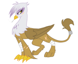 Size: 1681x1375 | Tagged: safe, artist:fluffomaru, gilda, griffon, g4, bandage, cigarette, female, scar, solo