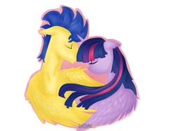 Size: 2000x1501 | Tagged: safe, artist:lizineko, flash sentry, twilight sparkle, alicorn, pony, g4, female, male, mare, ship:flashlight, shipping, straight, twilight sparkle (alicorn)