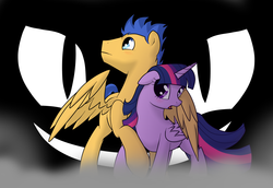 Size: 1917x1317 | Tagged: safe, artist:violetsunset3, flash sentry, twilight sparkle, alicorn, pony, g4, female, male, mare, protecting, ship:flashlight, shipping, straight, twilight sparkle (alicorn)