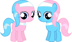 Size: 900x529 | Tagged: safe, aloe, lotus blossom, earth pony, pony, g4, cute, duo, duo female, female, filly, simple background, smiling, spa twins, spaww twins, transparent background, vector