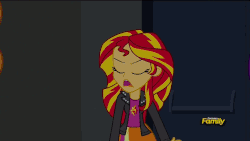 Size: 1280x720 | Tagged: safe, screencap, adagio dazzle, aria blaze, sunset shimmer, equestria girls, g4, my little pony equestria girls: rainbow rocks, animated, discovery family, discovery family logo, female