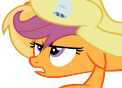 Size: 1000x720 | Tagged: dead source, safe, artist:dreamcasterpegasus, noi, scootaloo, earth pony, pegasus, pony, g4, asshat, butt touch, female, filly, hoof on butt, simple background, sitting, sitting on person, sitting on pony, transparent background