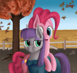 Size: 3200x3040 | Tagged: safe, artist:misterjuly, maud pie, pinkie pie, earth pony, pony, g4, duo, high res, sisters