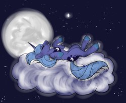 Size: 1280x1042 | Tagged: safe, princess luna, g4, cloud, female, moon, night, s1 luna, solo