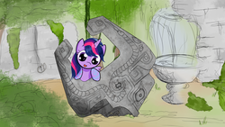 Size: 2560x1440 | Tagged: safe, artist:kiwifingers, twilight sparkle, alicorn, pony, g4, female, filly, fused shadow, mare, midna, midna sparkle, pun, solo, the legend of zelda, the legend of zelda: twilight princess, twilight sparkle (alicorn), younger