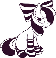 Size: 809x835 | Tagged: safe, artist:mcsadat, apple bloom, g4, clothes, earring, emo, emo apple bloom, emo bloom, female, grayscale, monochrome, socks, solo, stripes