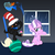 Size: 1635x1635 | Tagged: safe, artist:magerblutooth, diamond tiara, oc, oc:dazzle, cat, earth pony, fish, pony, g4, balance, dr. seuss, juggling, mop, rain, the cat in the hat