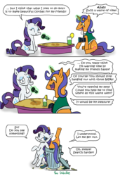 Size: 600x877 | Tagged: safe, artist:foudubulbe, rarity, oc, g4, comic, microphone, trash can