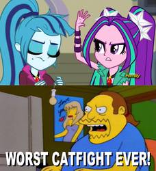 Size: 2550x2790 | Tagged: safe, edit, edited screencap, screencap, aria blaze, sonata dusk, equestria girls, g4, my little pony equestria girls: rainbow rocks, catfight, comic book guy, high res, male, meme, the simpsons