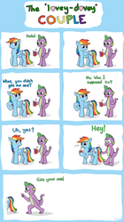 Size: 2800x5000 | Tagged: safe, artist:shinyeru, rainbow dash, spike, g4, comic, female, male, scrunchy face, ship:rainbowspike, shipping, straight