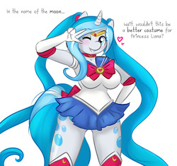 Size: 1280x1202 | Tagged: safe, artist:askbubblelee, oc, oc only, oc:bubble lee, oc:imago, anthro, clothes, costume, sailor moon (series), solo, tumblr