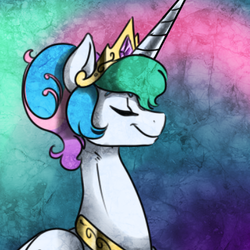 Size: 400x400 | Tagged: safe, artist:dragonfruitdarigan, princess celestia, g4, alternate hairstyle, female, hair bun, portrait, solo