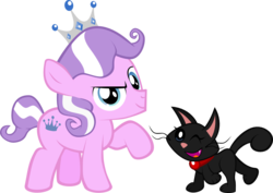 Size: 1148x814 | Tagged: safe, artist:magerblutooth, diamond tiara, oc, oc:dazzle, cat, earth pony, pony, g4, colt, diamond crown, male, rule 63, simple background, transparent background, vector