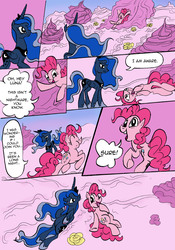 Size: 4176x5976 | Tagged: safe, artist:berylliumart, pinkie pie, princess luna, g4, absurd resolution, comic, dream, dream walker luna, frosting