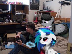 Size: 1032x774 | Tagged: safe, artist:brony-327, dj pon-3, octavia melody, vinyl scratch, human, g4, gaming, irl, irl human, photo, ponies in real life, xbox