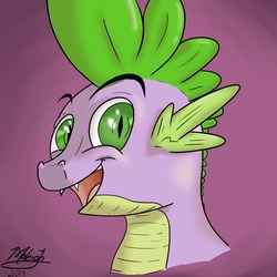 Size: 2000x2000 | Tagged: safe, artist:moleigh, spike, g4, high res, portrait, smiling