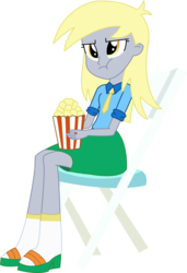 Size: 808x1179 | Tagged: safe, artist:sketchmcreations, derpy hooves, equestria girls, g4, my little pony equestria girls: rainbow rocks, chair, clothes, eating, female, inkscape, popcorn, simple background, skirt, solo, transparent background, vector